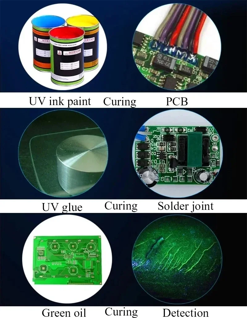 LED 10W Purple Light 365nm 405nm 395nm UV Curing Lamp Fluorescent Detection Lamp Shadowless Glue UV Curing Lamp Green Oil Resin