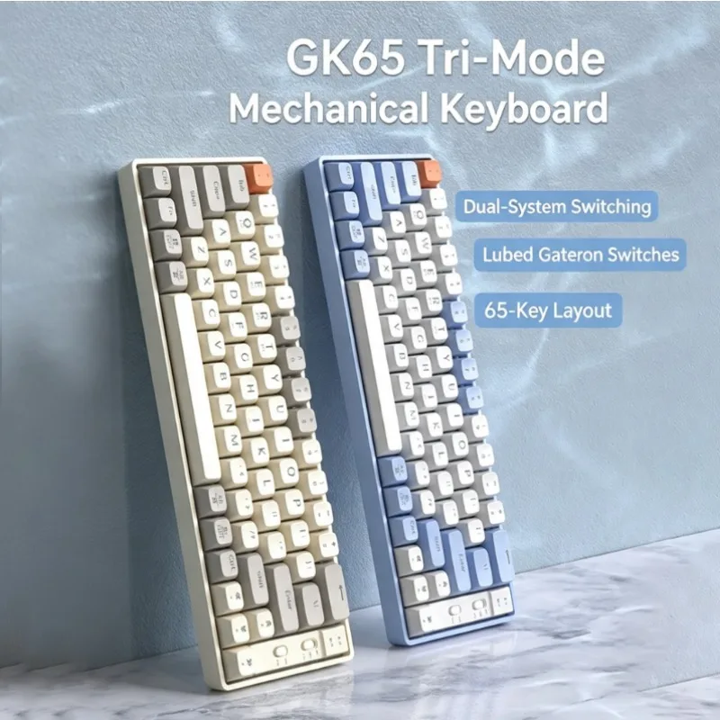 GK65 Mechanical Keyboard 2.4G Wireless Bluetooth Wired Triple Mode Stable Connection For PC Laptop Competitive Gaming Us