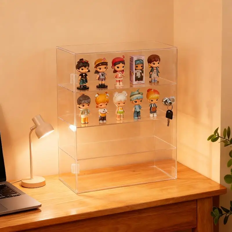 واضح قابل للقفل الاكريليك عرض حالة كونترتوب عرض ث/رفوف للدمى المقتنيات التحف التماثيل ديكور غرفة مكتب المنزل #1