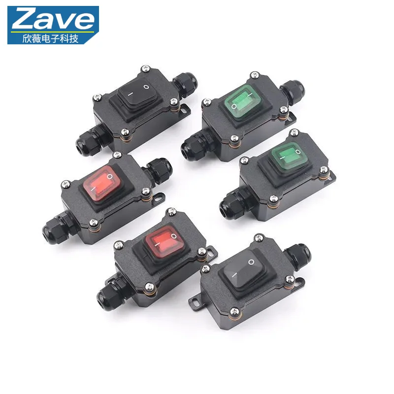 Dual-End Outlet High-Power Wire - Mid-Line Modified Waterproof Rocker Switch (4-Pin, 2-Position) with Outdoor Junction Box
