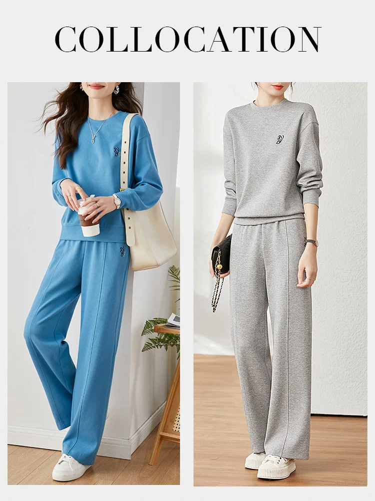 Vimly Casual Sports Sweatsuits Wide Leg Pant Sets Tracksuits New In Matching Sets for Women 2024 Spring 2 Piece Outfits V7800