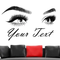 Lash & Brows Eyes Quote Wall Stickers Fashion Vinyl Eyelashes Wall Decals Beauty Salon Eyebrows Store Decor 2155