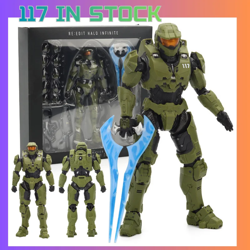 Spartan Soldier John-117 18CM Action Figure 2pcs with Assault Rifle & Articulated Joints, Collectible Model Toy