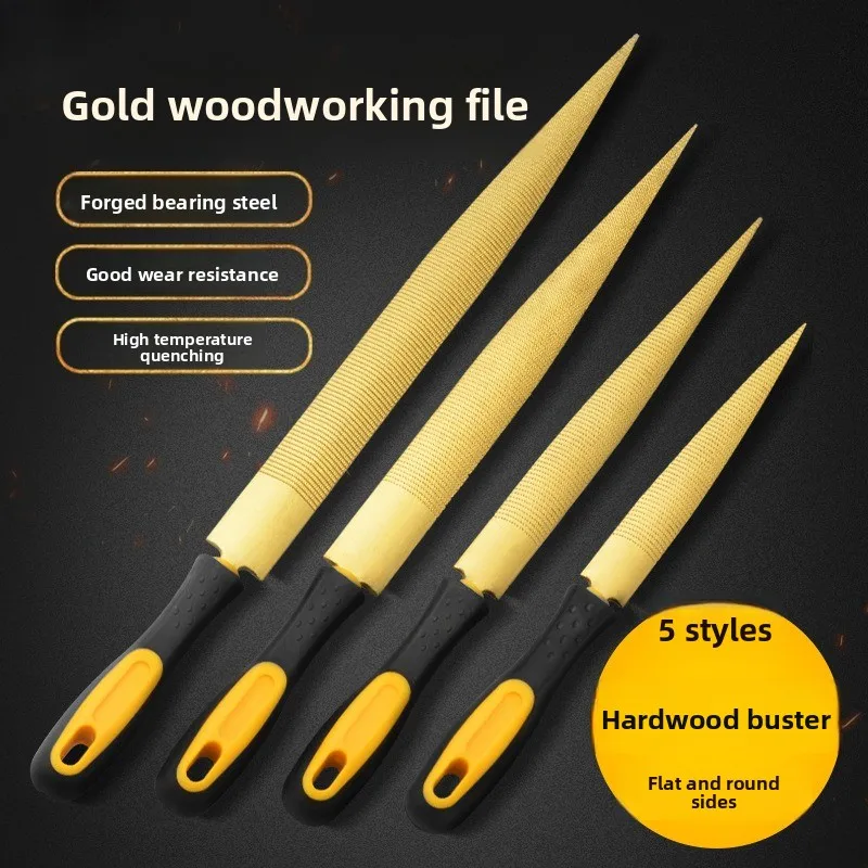 Steel Flat Half-Round Triangular Round File - Coarse Medium Grit Plastic Handle Durable Versatile for Metal Mold Wood
