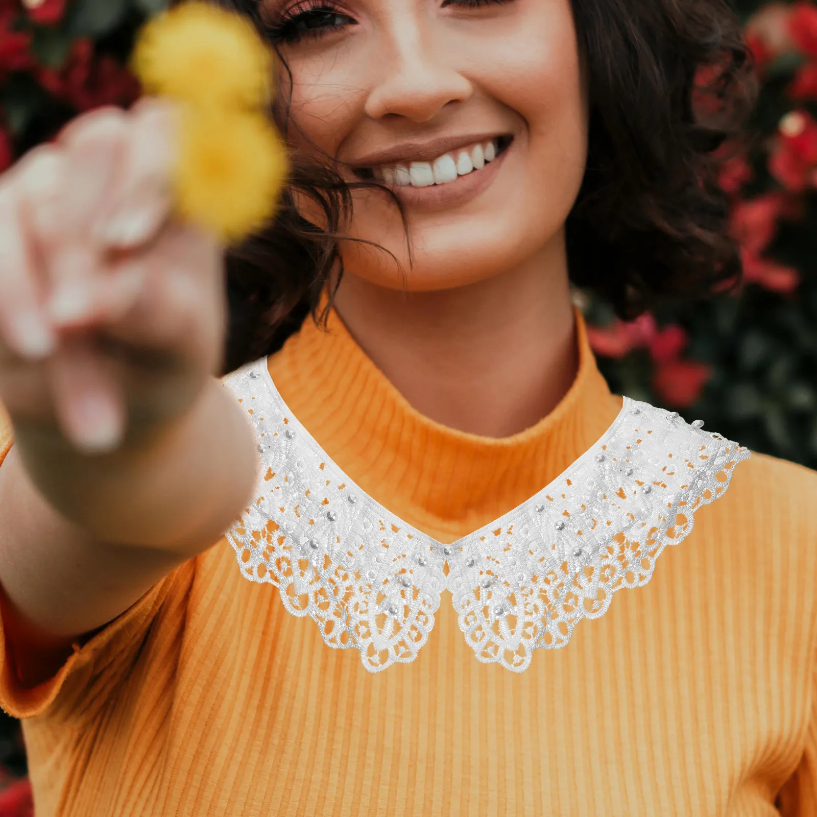 

Imitation Pearl False Collar Detachable Fashion Shirt Collar Decorative Blouse Accessory Sunscreen Shawl Fake Collars