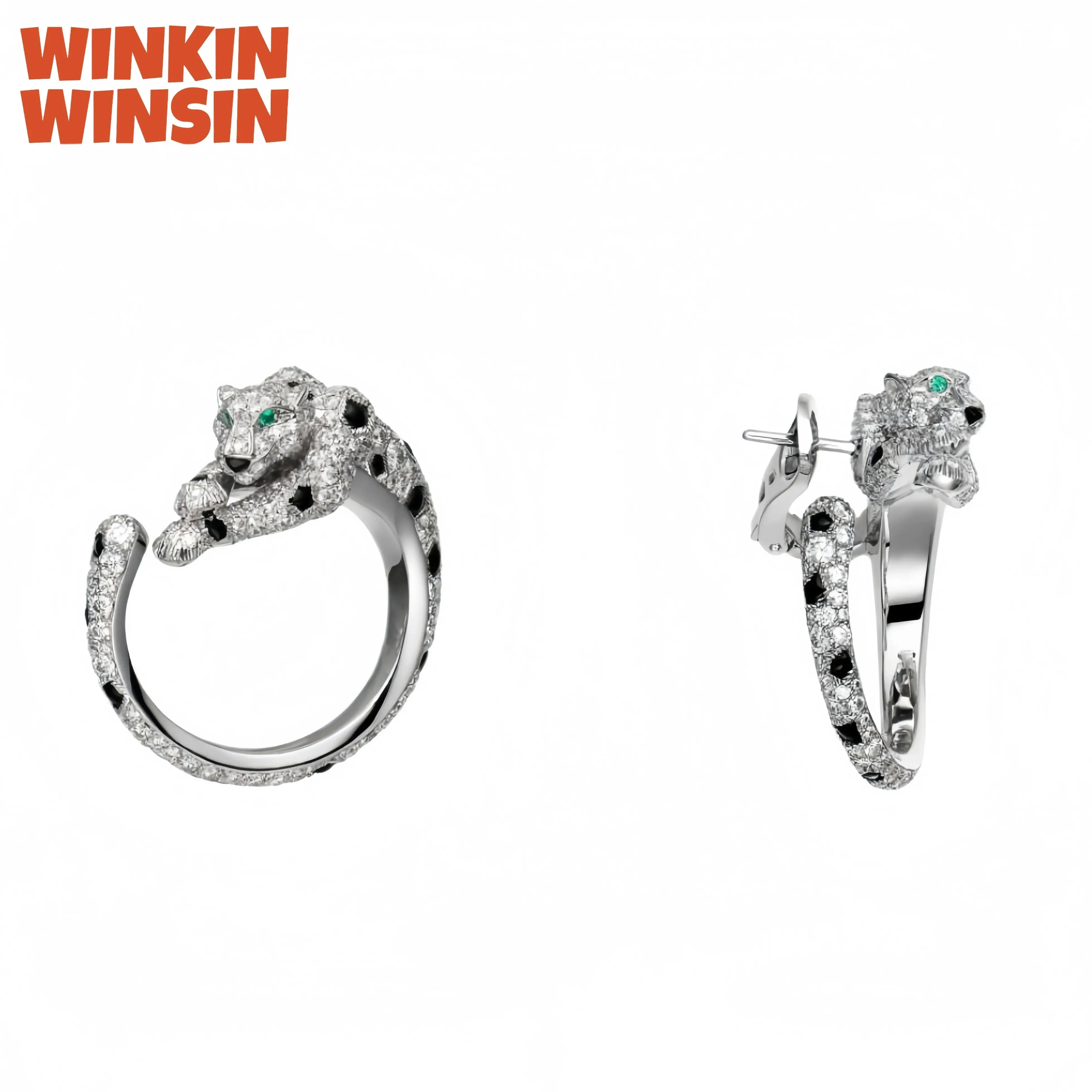 

Winkin Winsin Элитный бренд Высочайшее качество V Золотые серьги Jaguar с леопардовым принтом для женщин Серьги-гвоздики Ювелирные изделия