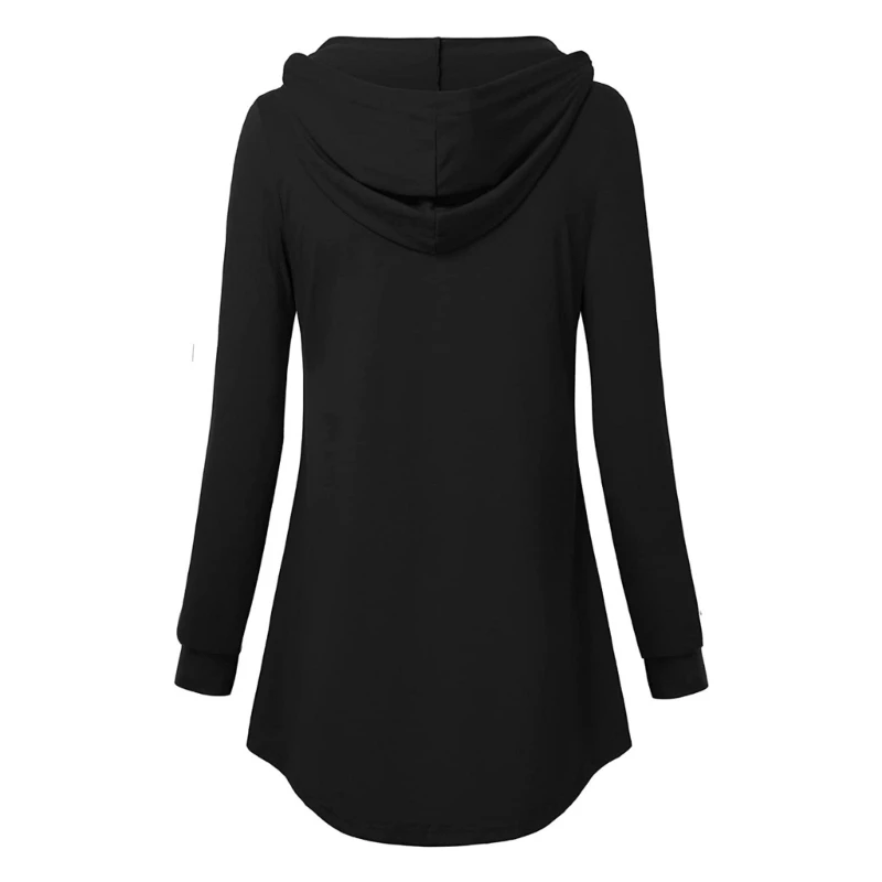 

Women's Long Sleeve Hoodie Stylish A-line Pleated Tunic Top Casual Hoodie Sweatshirt with Drawstring V-neck Pullover Top