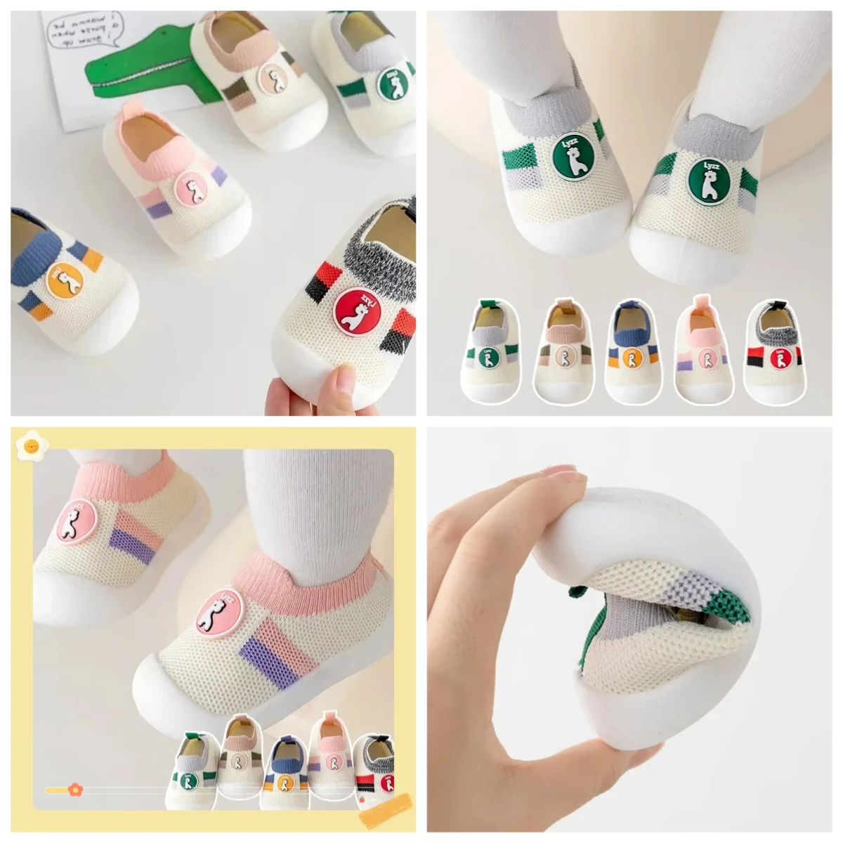 

Новая детская обувь для малышей, детская обувь на мягкой подошве, дышащая сетчатая нескользящая домашняя детская обувь с защитой от падения