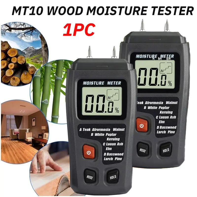 1PC MT10 Hygrometer Accurate Large LCD Display Wood Moisture Tester Digital Wall Moisture Detector Wood Wood Moisture Meter