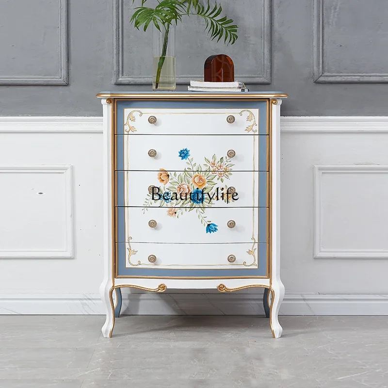 

LXFrench Chinese style painted chest of drawers, bedroom storage locker, European styleSSS