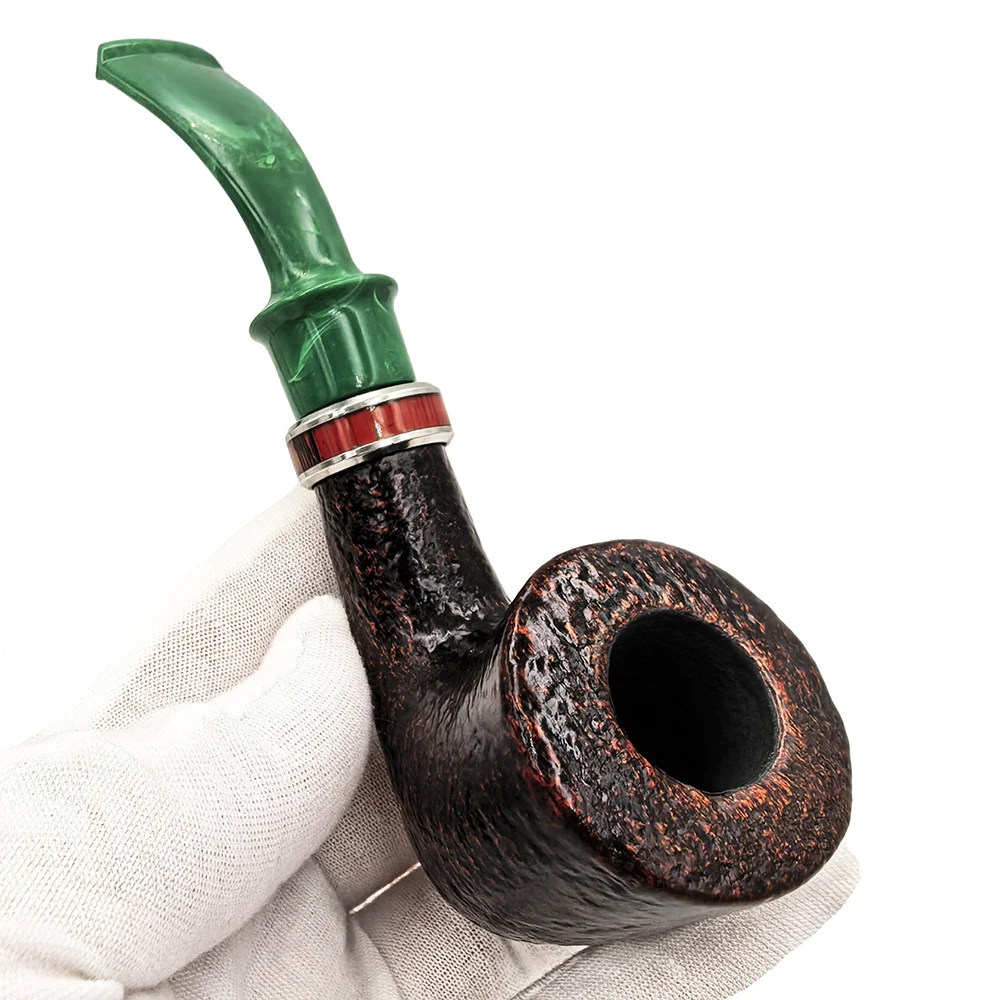Wood Pipe Red Bubinga Wooden Smoke Pipe Short Handle Curved Smoking Pipe with Gift Box