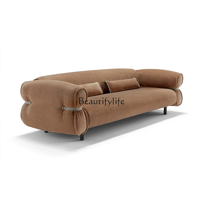 

Italian minimalist straight sofa household high-end fabric soft bag three-person sofa