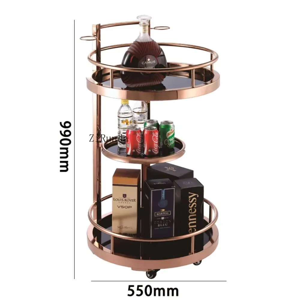 Розовое золото, многофункциональная ресторанная стойка для хранения чая и вина, тележка