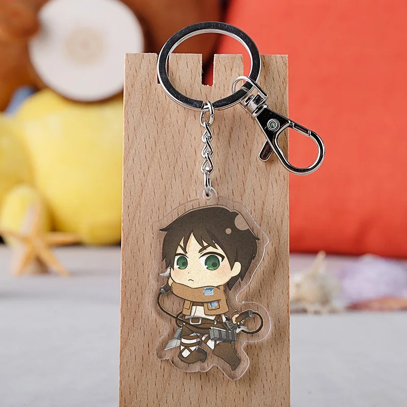 Anime Attack on Titan Key Chains Pendant Cartoon Eren Jaeger Acrylic Keychains Mikasa Ackerman Backpack Charm Decorations Gifts