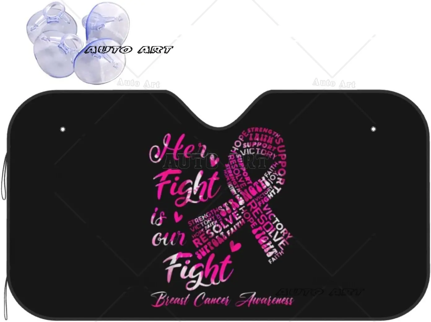 Breast Cancer Awareness Her Fight is Our Fight Windshield Sunshade Front Window Uv Sun Visor Shield Cover Protector for Car