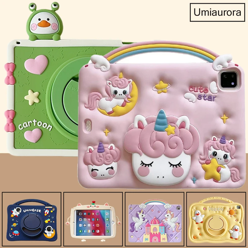 

For Huawei MatePad SE 11 10.4 T10S 11.5S Pro 12.2 13.2 Air 12 inch T5 Kids Cartoon Silicon Tablet Case Cartoon Stand Cover Funda