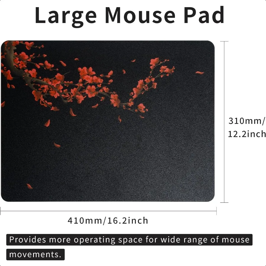 Tappetino per mouse da gioco in vetro XVX Tappetini per mouse rigidi con fiori di pruno neri per giochi Tappetino per mouse grande professionale 410mm310mm Vetro speciale Sur