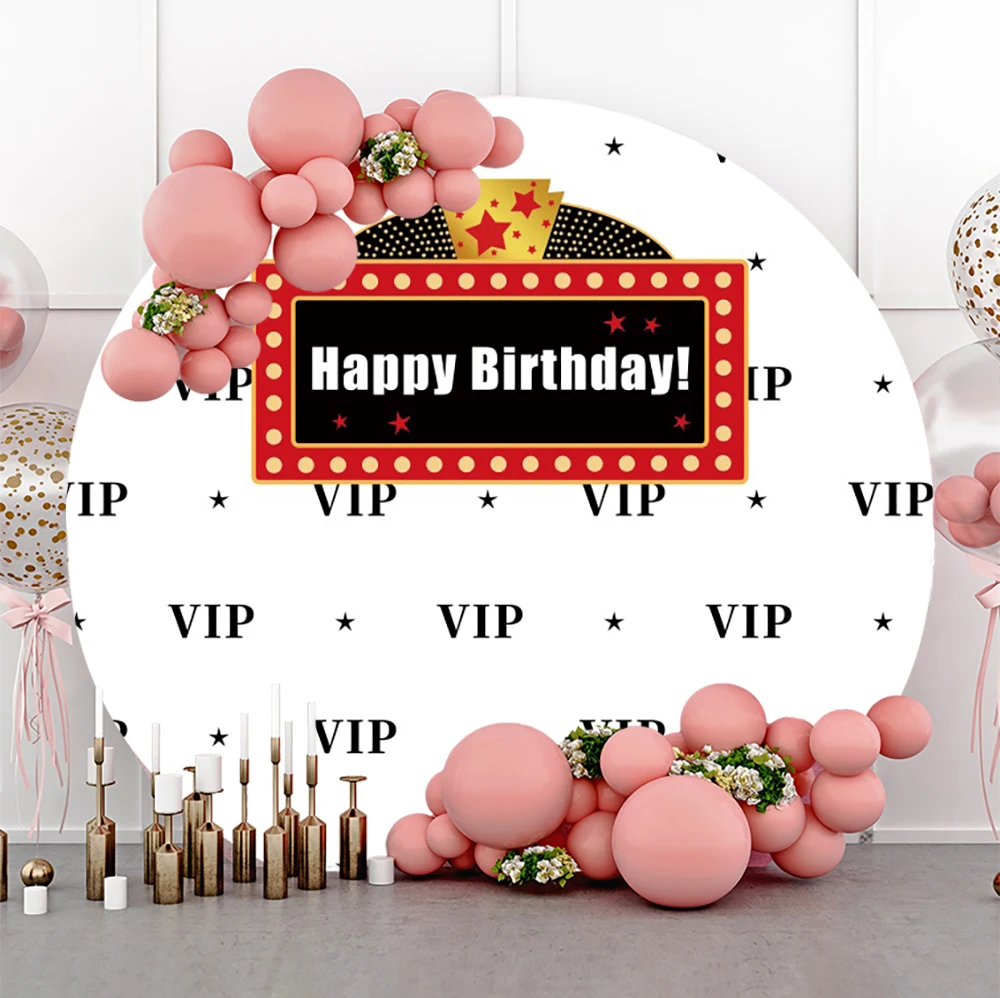 Vip Member White Board Happy Birthday Round Photo Background Custom Anniversary Party Backdrop Signature Wall Poster