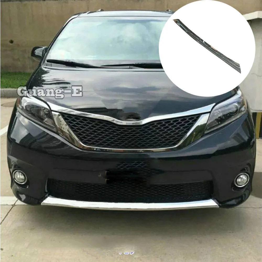 Car Cover Bumper Engine ABS Chrome Trim Front Below Bottom Racing Grid Grill Grille Frame 1PCs For Toyota Sienna 2015 2016 2017