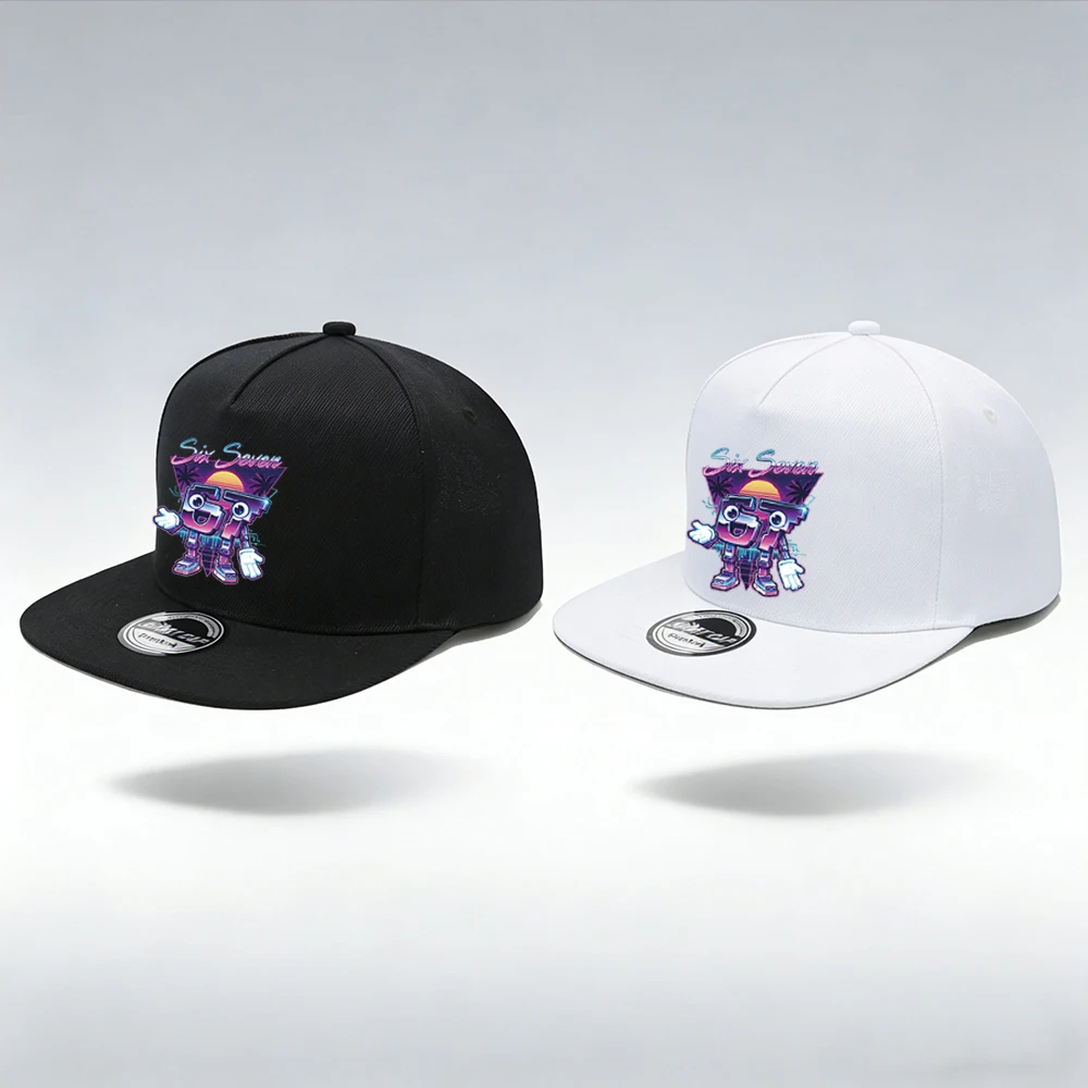 1/2PC67 robot patterned baseball cap, unisex flat chest hip-hop snap button hat, fashionable streetwear accessory