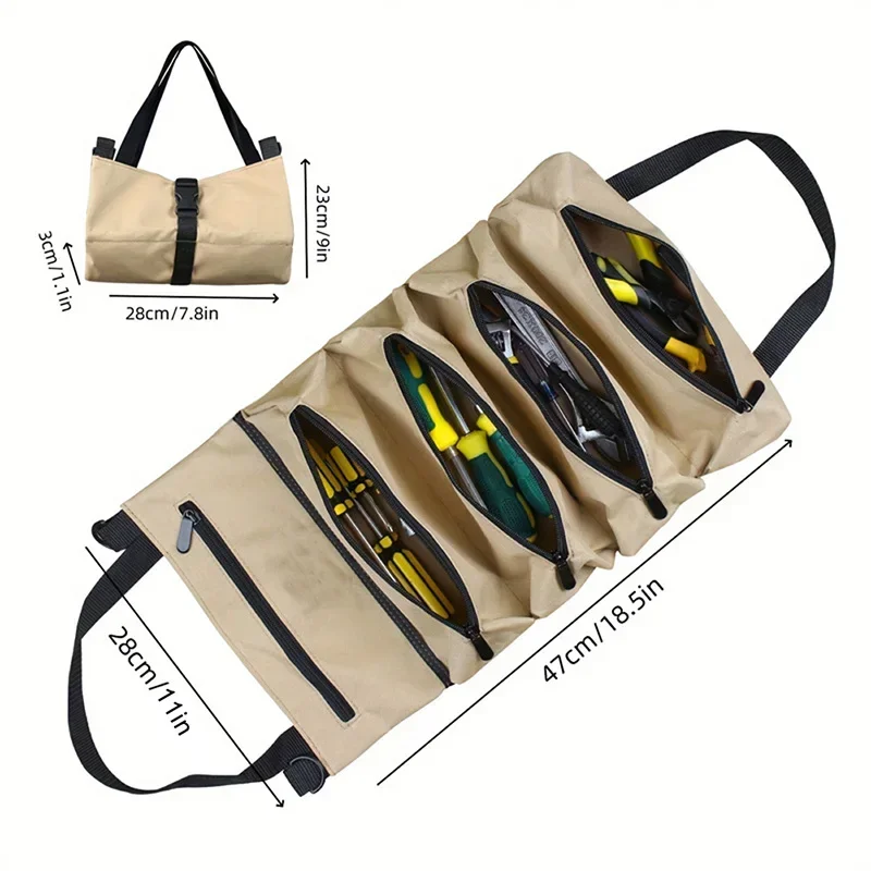 Multifunction Wrench Screwdrivers Tool Kit Hanging Zipper Camping Case Organizer Roll Up Pouch Bag Bucket Storage Pocket