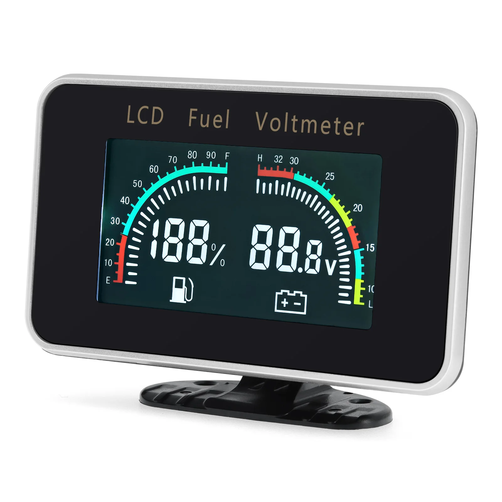 2 IN 1 Fuel Level Gauge+Voltmeter With Fuel Float Sensor 100-600mm LCD Meter for Universal Petrol Diesel Car Truck DC12V24V