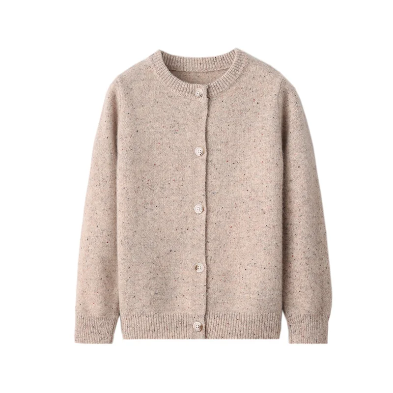 

O-Neck 100% Merino Wool Cardigan Sweater Autumn And Winter Pullover Long Sleeve Knitwear Basic Children's Clothing Tops
