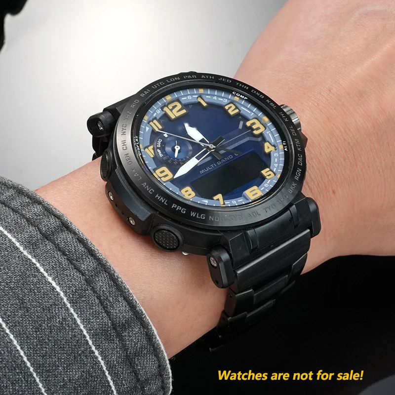 23 24 مللي متر الرجال الفولاذ المقاوم للصدأ حزام الساعات لساعة كاسيو PRG-600/650 PRW-6600 PRG-60/50 // 30/70Y حزام معدني سوار مقاوم للماء