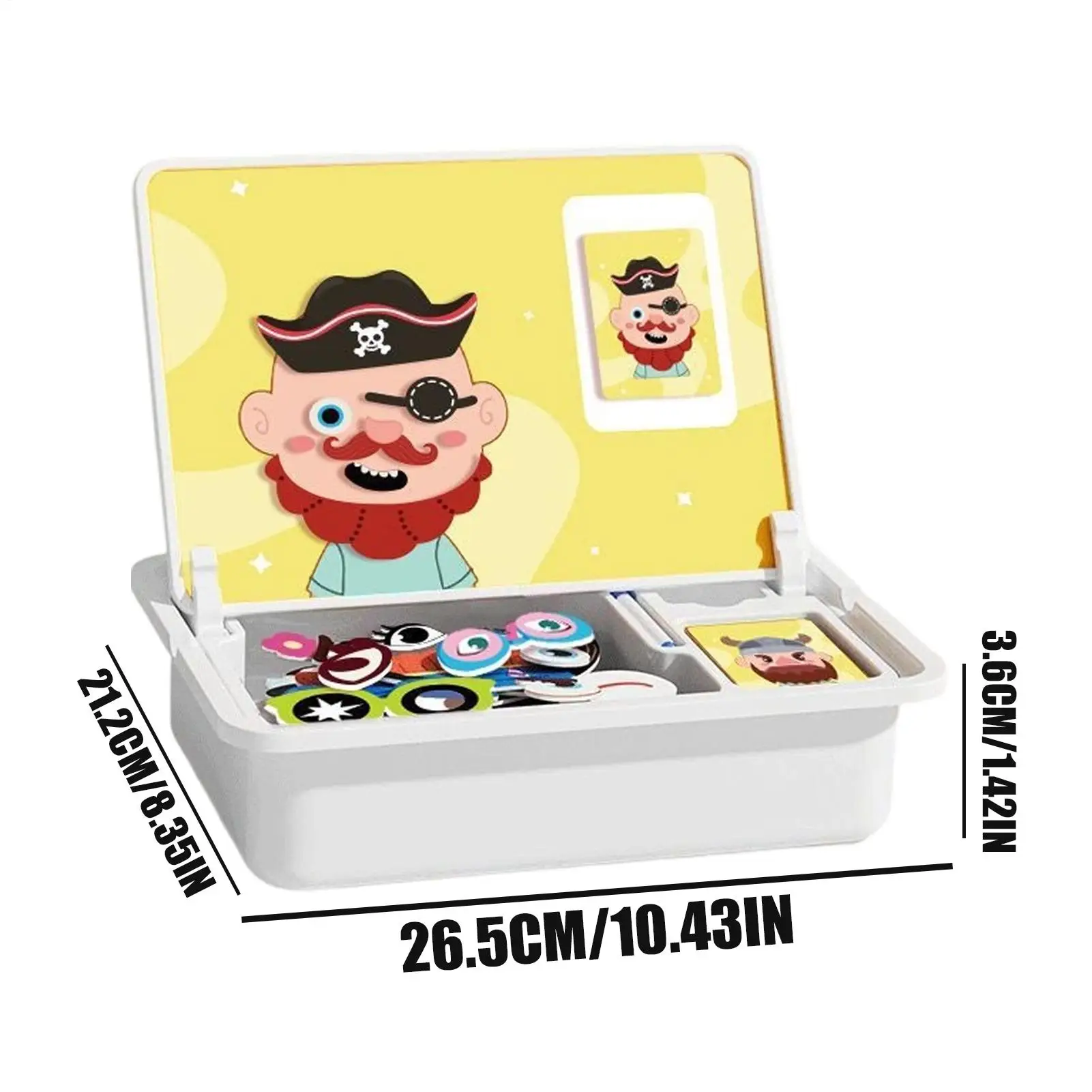 Magnetisch gezichtsspeelgoed Draagbaar gezicht aankleedspel Dubbelzijdig leren educatief speelgoed met schrijfbord en pen voor jongens en meisjes