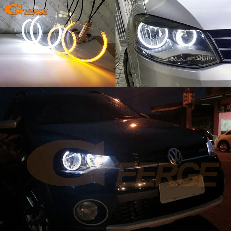 

For Volkswagen VW Fox Crossfox 2010 2011 2012 2013 2014 Ultra Bright A/W Switchback Day Light Turn Signal SMD LED Angel Eyes Kit