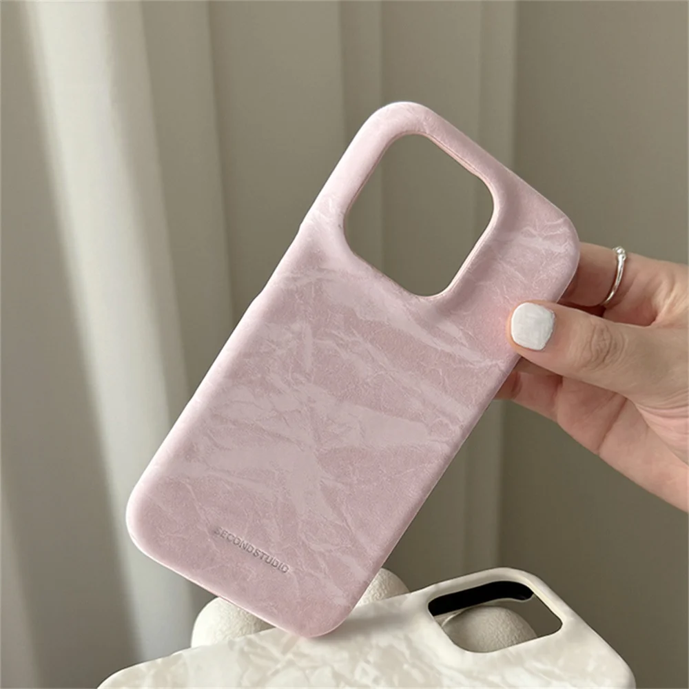 INS-funda de teléfono de mármol y seda satinada, color crema, para iPhone 16, 15, 13, 14, 12 Pro Max, minimalista, encantadora chica, Funda de cuero suave