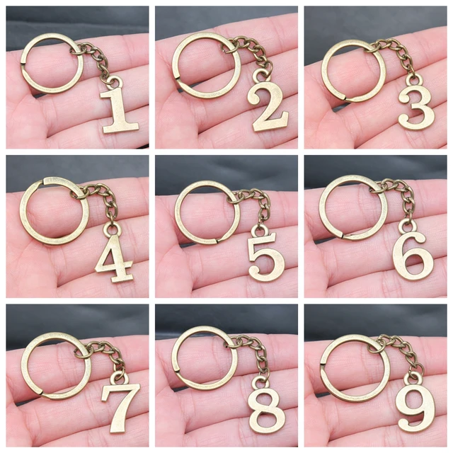 Arabic Numerals Keyring Metal Alloy Figure Keychain 0 1 2 3 4 5 6 7 8 9 Lucky Number Hangtag Marker