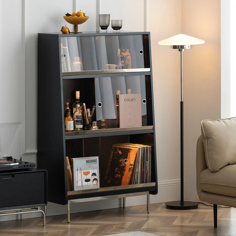 

Glass magazine, bookshelf, bucket, modern minimalist and light luxury bedroom, wall facing living room, storage cabinet