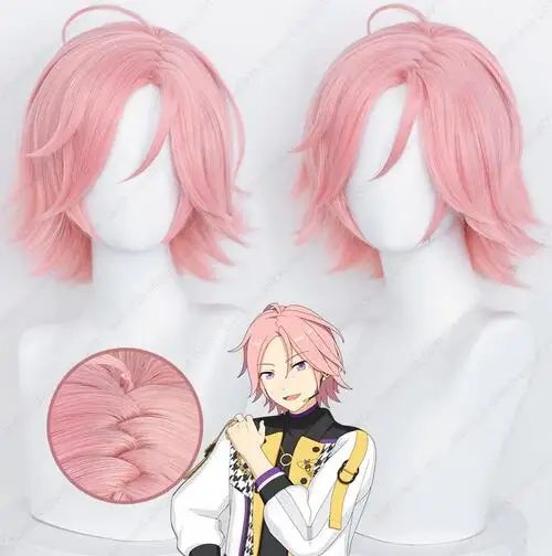 Kohaku Oukawa Cosplay Wig 35cm Pink Short Hair Heat Resistant Synthetic Wig Simulated Scalp Wigs