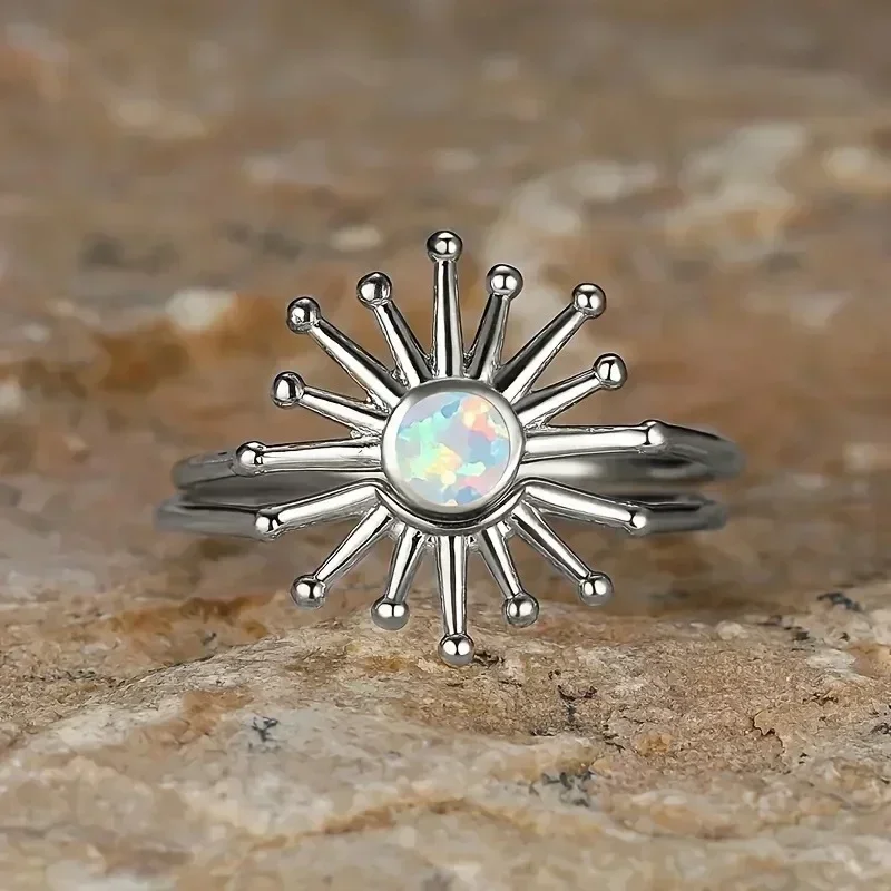 2026 New Sunrise and Sunset Series  Matching Ring, Japanese  Korean Unique Finger  Sunflower Ring