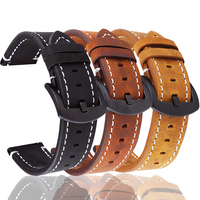 22mm Crazy Horse Skin Watch Band Retro For Heyplus IMILAB YAMAY KW66 GS RS3 LS04 RT LS05S Double sided pure leather watch strap