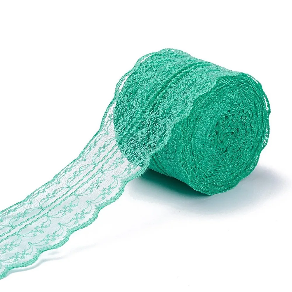 Polyester Lace Trim Lace Ribbon For Sewing Decoration Sea Green 45mm about 1- 3/4 inch(45mm) wide about 10.93 yards (10m)/roll