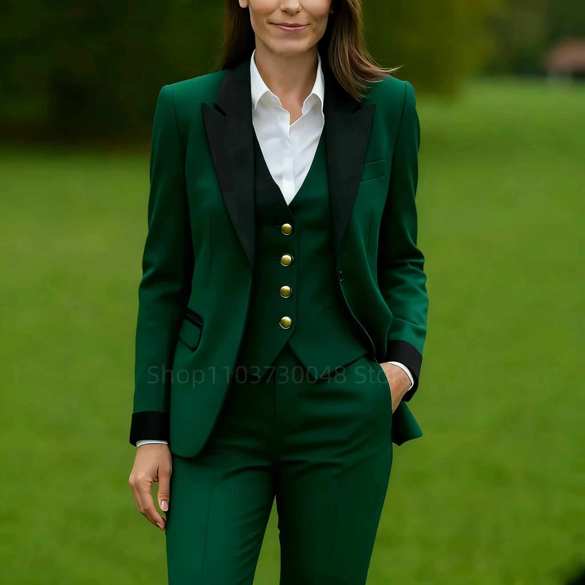 

Solid Women 3-Piece Suit Formal Women Pantsuit Set Blazer Waistcoat Suit Office Wear Slim-fit Suit Business & Prom Suit Lady