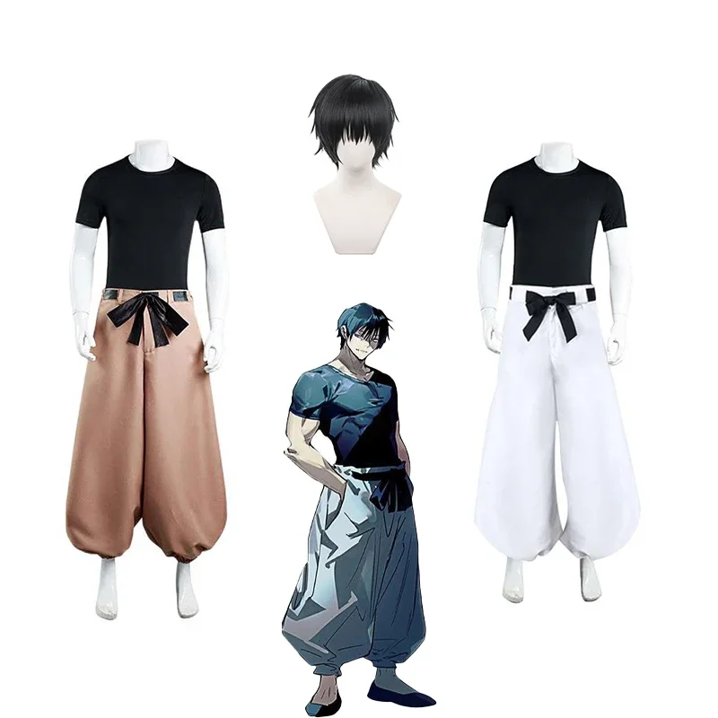 Anime Jujutsu Kaisen Fushiguro Toji Cosplay Costume Aldult Unisex Pants Wig Halloween Rave Combat Fushiguro Cosplay Costumes