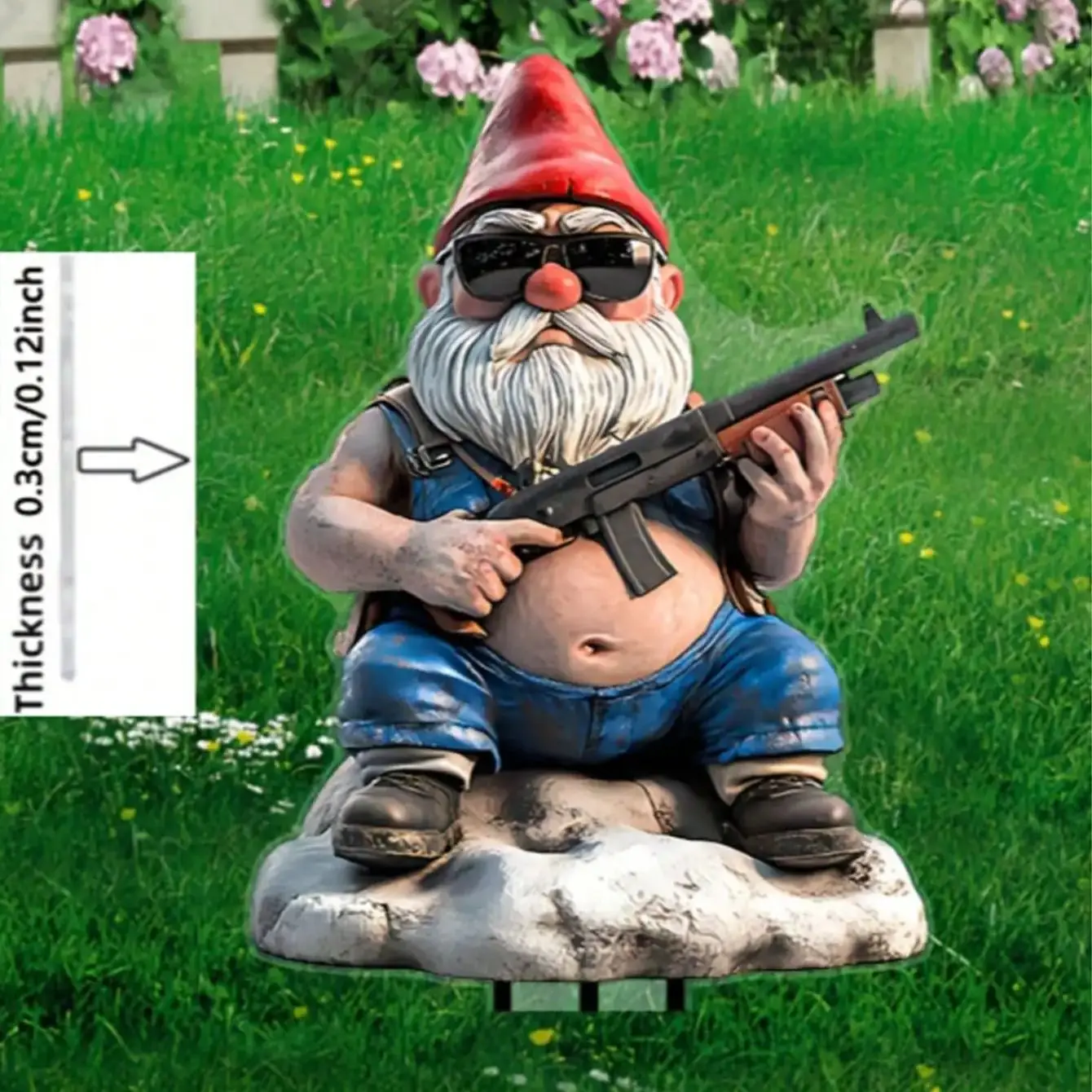 1 pieza de adorno de jardín con forma de gnomo con pistola, un logotipo decorativo para jardín de 8 pulgadas, un regalo para el padre
