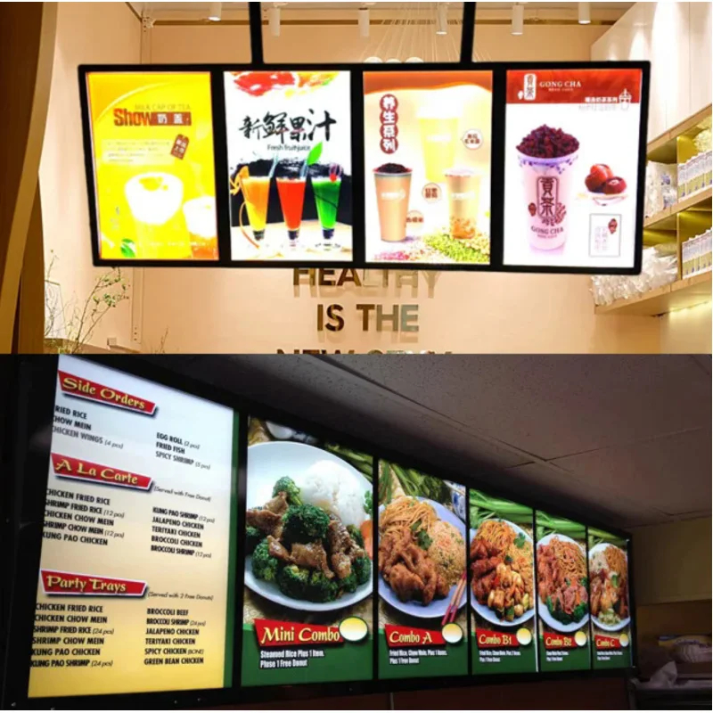 Fabriek Dircely Verkopen Muur Gemonteerde A2 A3 Led Restaurant Menu Lichtbak Poster Food Display Verlicht Led Verlichting Menubord