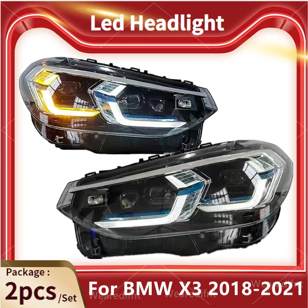 Автомобильные светодиодные фары для BMW X3 2018-2021 Pre-LCI G01 G08, обновленный лазерный Стайлинг, передние сигнальные светильники DRL, аксессуары в сборе Автомобильные светодиодные фары для BMW X3 2018-2021 Pre-LCI G01 G08, обновленный лазерный Стайлинг, передние сигнальные светильники DRL, аксессуары в сборе