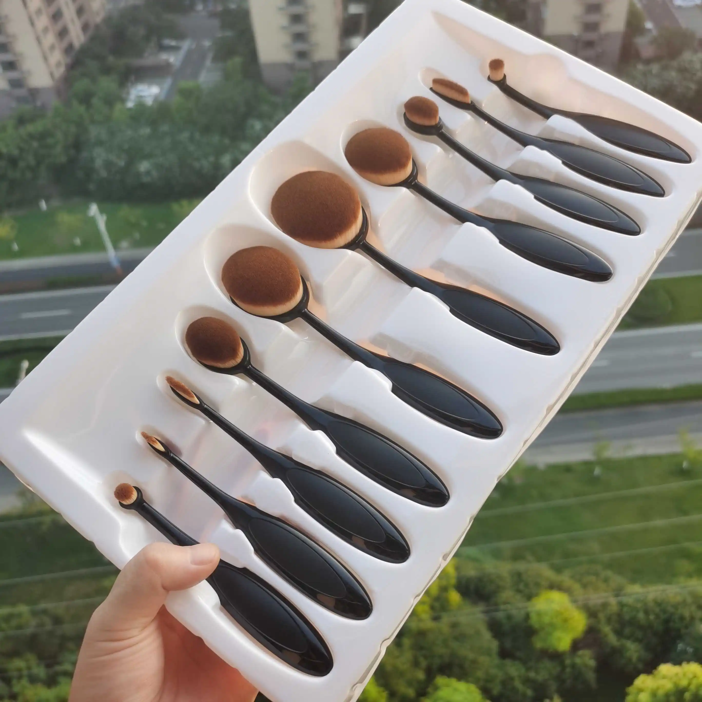 ポータブルデンタルブラシタイプメイクアップブラシセットbbクリームファンデーションブラシフルセットカラーメイクアップツールfamefar中国製