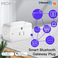 Moes tuya tomada inteligente wi fi mini tomada bluetooth gateway hub funcionalidade cronômetro compatível alexa google casa 15a eua