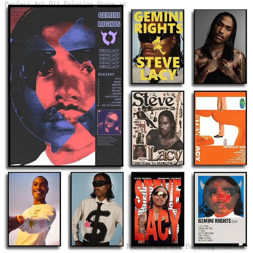 Singer Steve Lacy Album Poster Self-adhesive Art Room Entrance Restaurant Wall Decor Art Painting