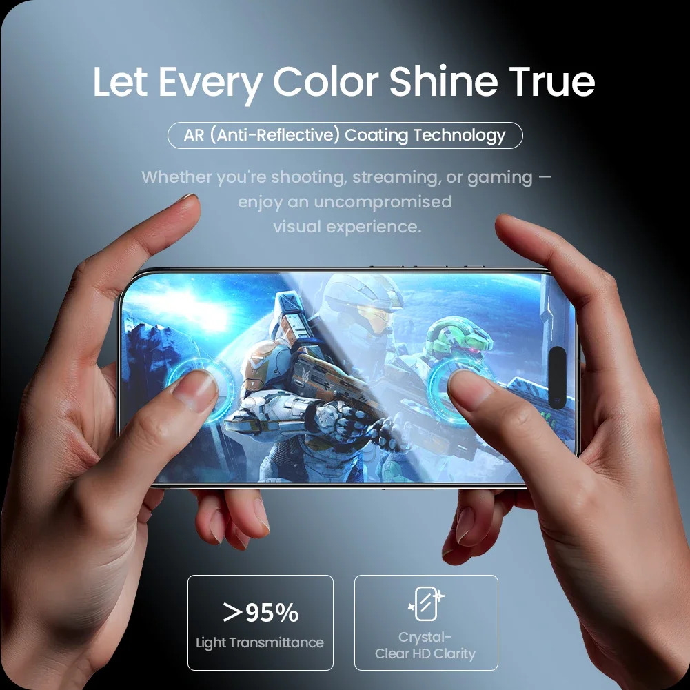 Nillkin لهاتف iPhone 16 Pro Max / 16 Pro H+ Pro زجاج مقسى مضاد للانعكاس مع صندوق خالٍ من الغبار واقي شاشة بحافة منحنية ثلاثية الأبعاد