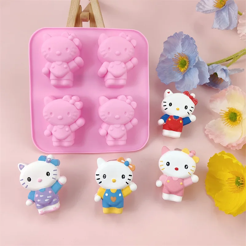 4 Pack Hello Kitty Cake DIY Chocolate Mold Homemade Food Tools Featured Ice Cube Mold