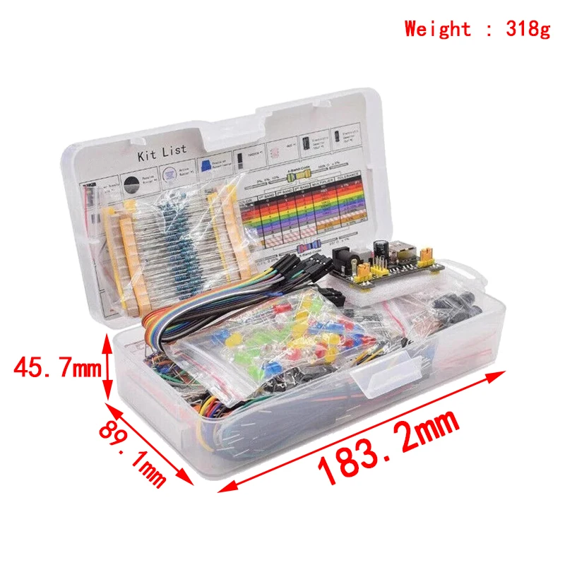 Electronic Components Kit Pack Starter DIY Project For Arduino R3 Common Capacitors Resistors Capacitors 830-well Breadboard