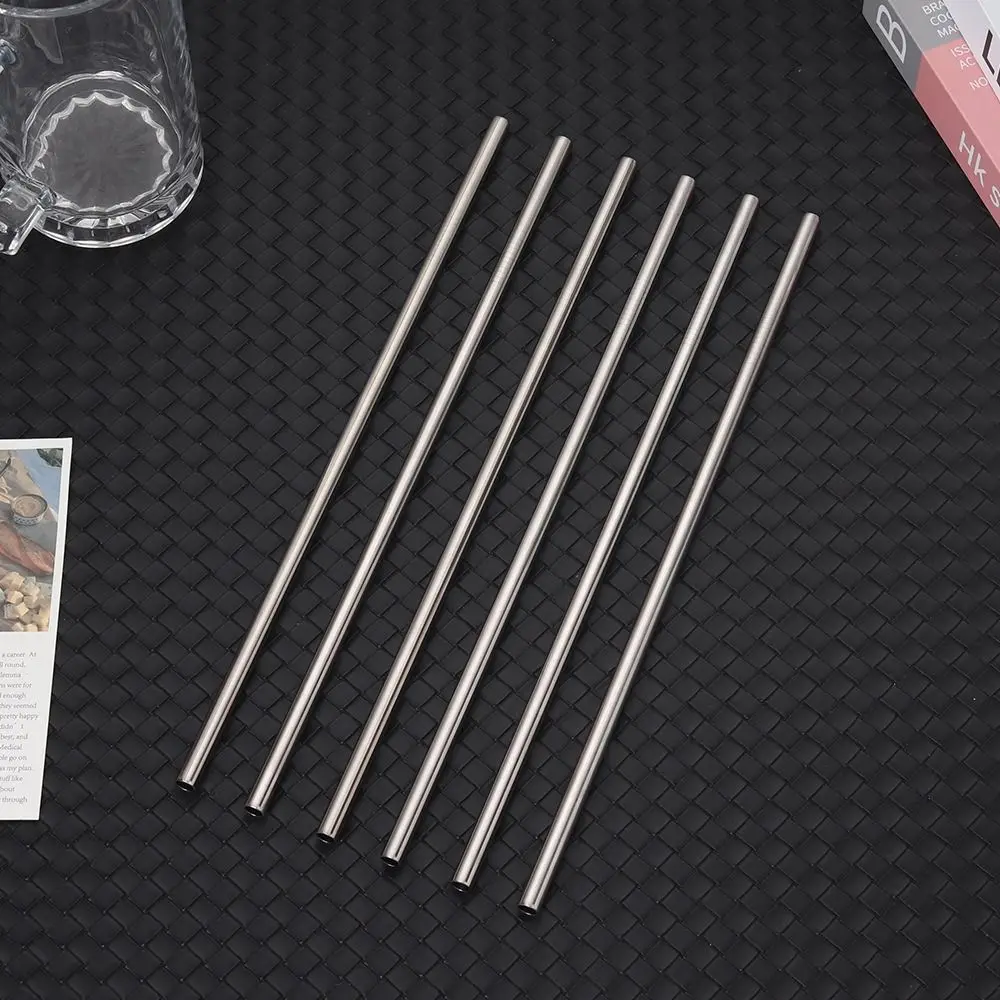 6Pcs Straight Bent Stainless Steel Straws Silver 8mm Cup Straw Drinking Reusable Replacement Straw for 30oz 40oz Tyeso Cup