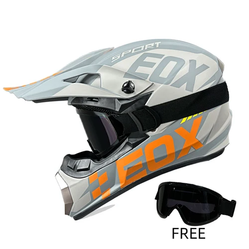 Imagen 2 del producto Casco todoterreno profesional con certificación DOT: casco de motocross para motocicleta con gafas, forro extraíble y ligero de carga rápida
